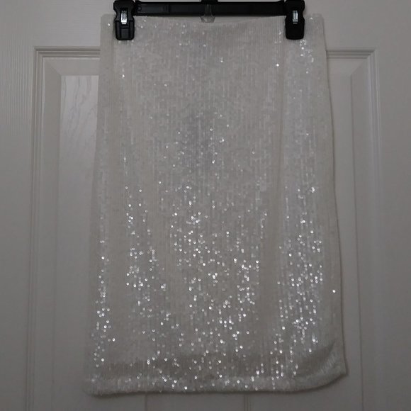 Cable & Gauge Skirts Cable And Gauge Sequined White Skirt Xs Poshmark